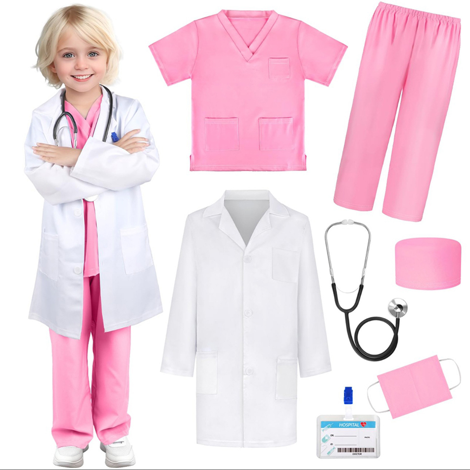 7 Pcs/Pack Kid White Medical U - огляд і ціна Medical Lab Coats